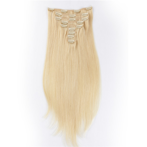 Wholesale Blonde Color 613 clip in Hair Extensions YL077